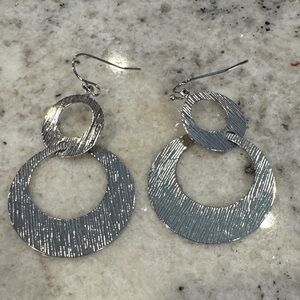 Source Unknown Textured Silver Circle Earrings